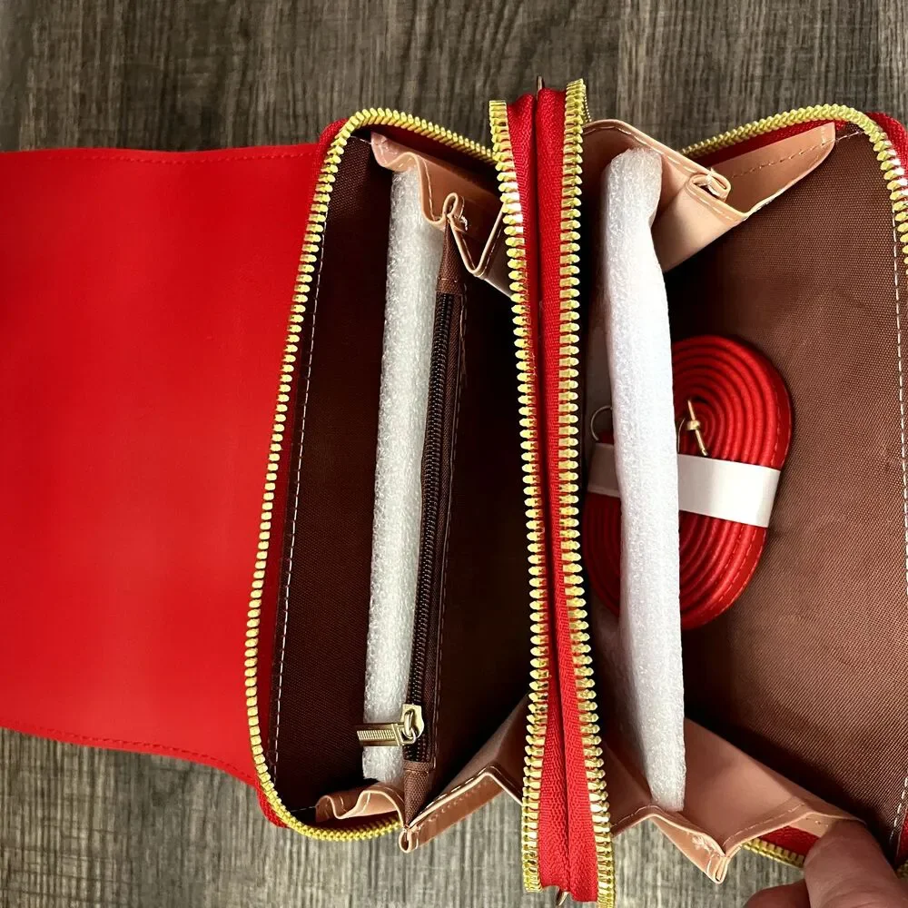 Wallet Clutch Forever Lovely Design Madley Red Faux Leather Crossbody Purse NWOT